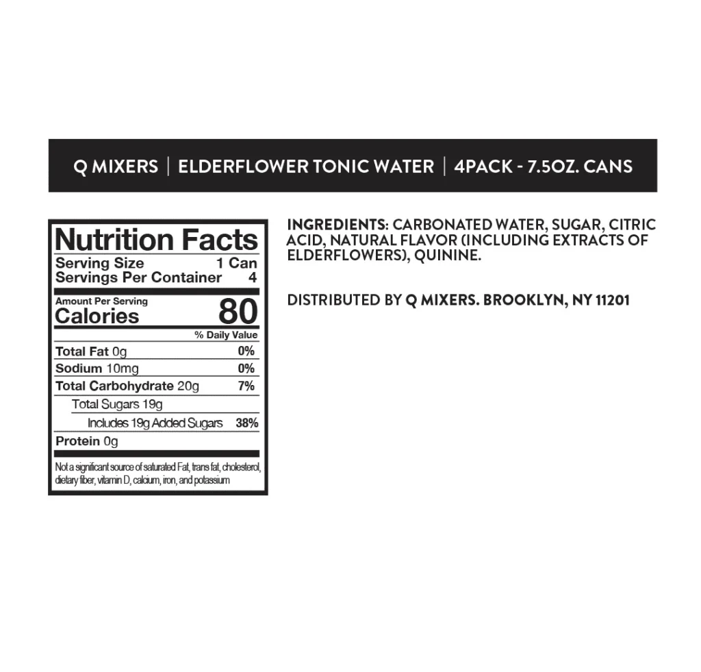 Q Mixers Tonic Elderflower Nutrition