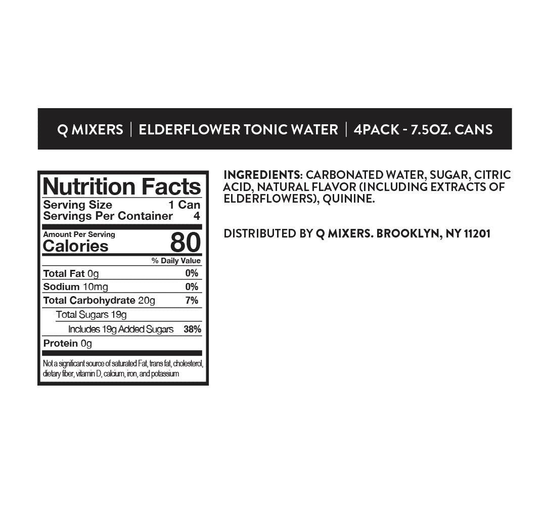 Q Mixers Tonic Elderflower Nutrition