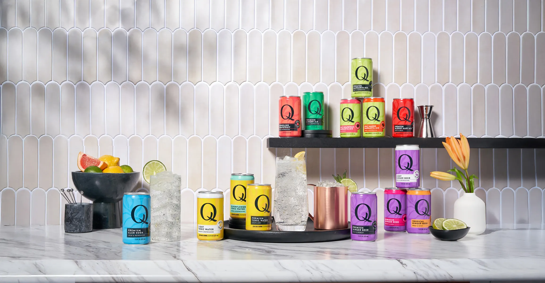 QMixers Products on a counter