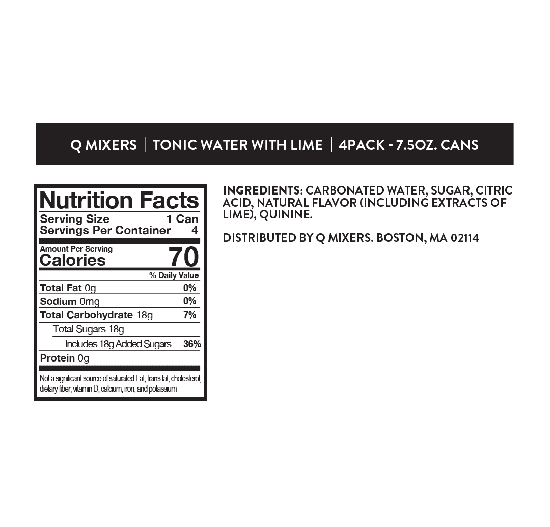 QMixers Tonic Water with Lime Nutrition Facts