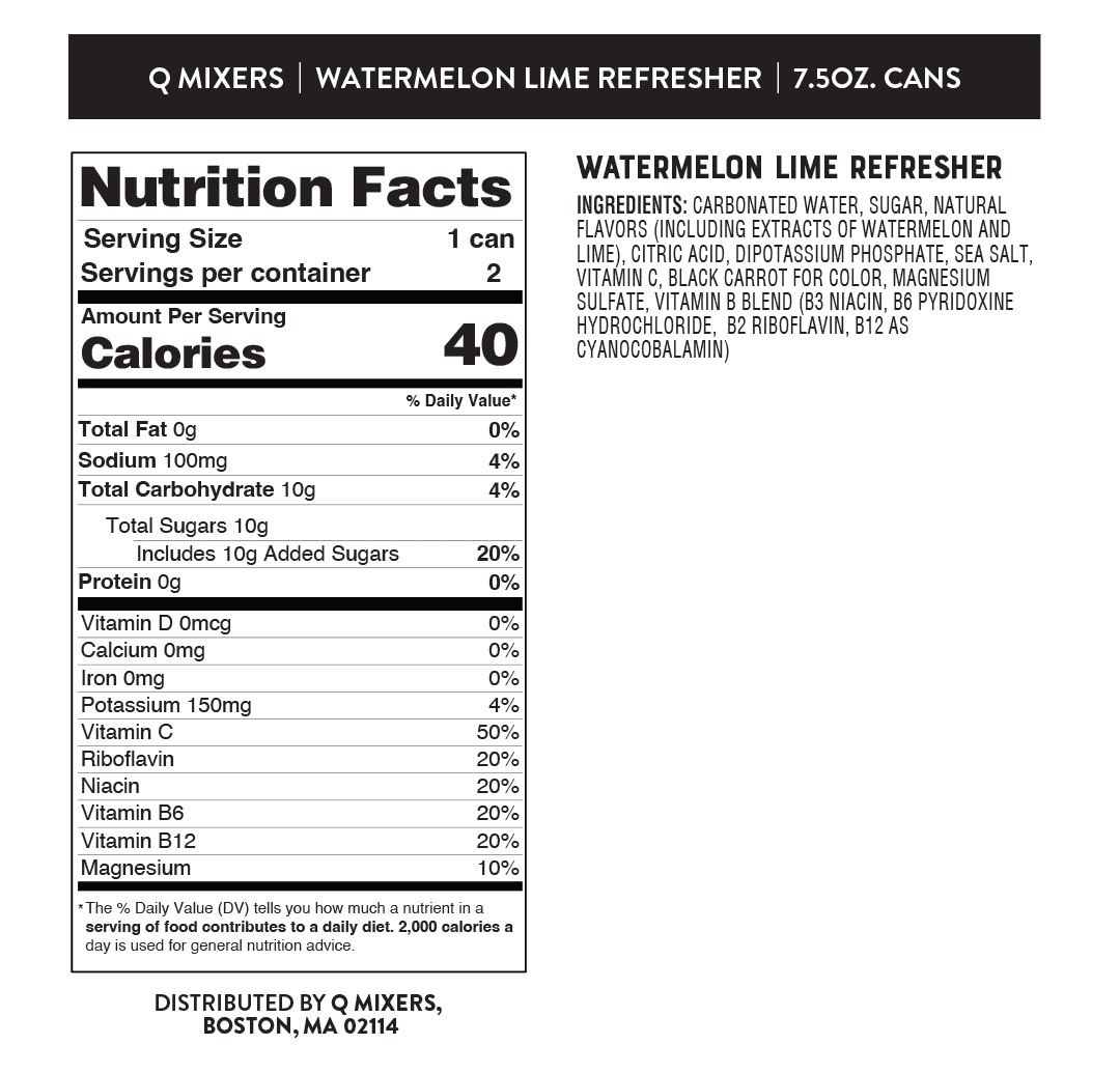 QMixers nutrition panels refreshers watermelon lime
