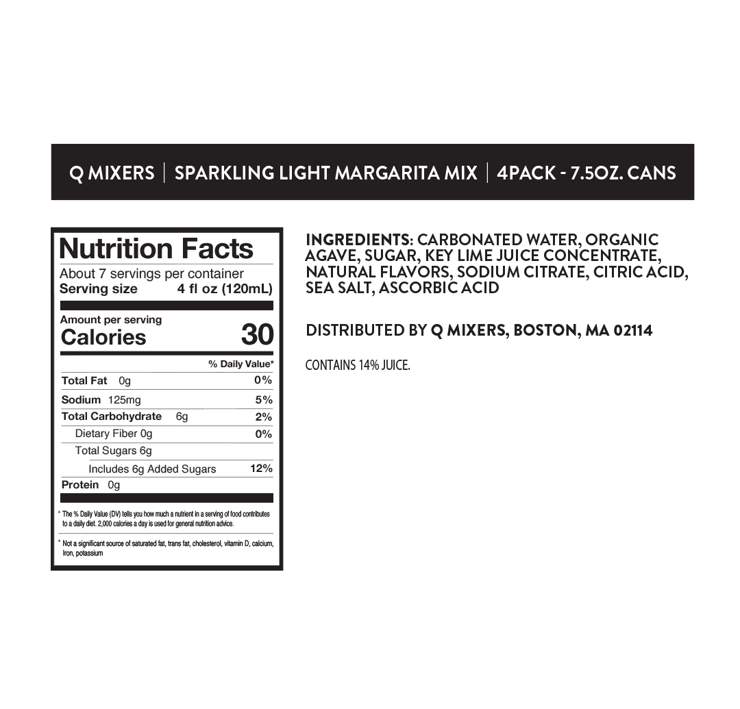 QMixers 2025 Amazon PDP SparklingLightMargarita Nutrition